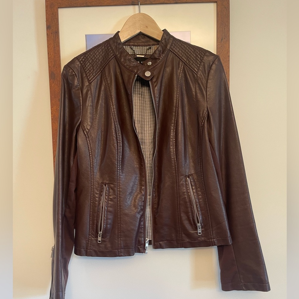 Brown Leather Bomber Jacket